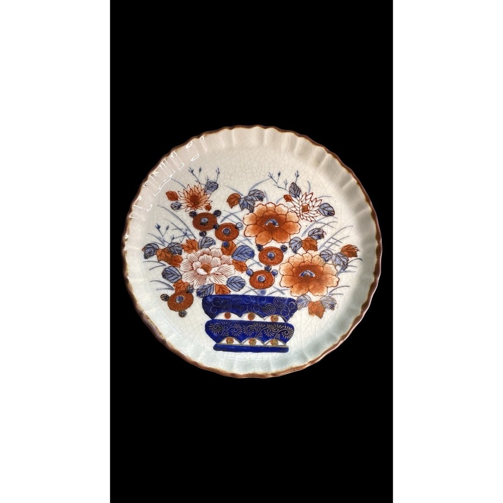 Vintage Japanese Imari Style Plate – Hand Painted Floral, Gold Accents, 6.5"